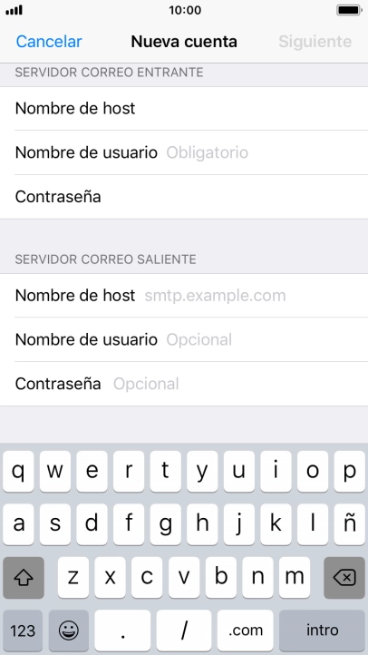 Pulsa Nombre de usuario e introduce el nombre de usuario de tu cuenta de correo electrónico.