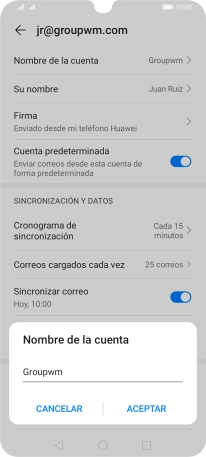 Introduce el nombre de la cuenta y pulsa ACEPTAR.