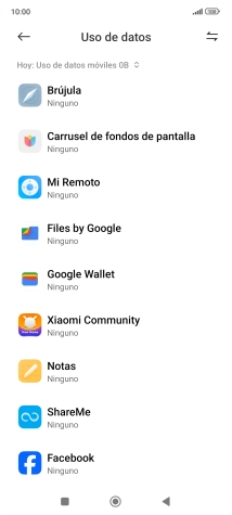 El consumo de datos por cada aplicación aparece bajo el nombre de la aplicación.