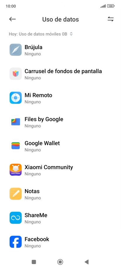 El consumo de datos por cada aplicación aparece bajo el nombre de la aplicación.