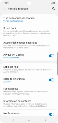 Pulsa Tipo de bloqueo de pantalla e introduce el código de seguridad actual.