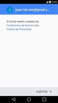 Pulsa ACEPTAR y sigue las indicaciones de la pantalla para seleccionar los ajustes de tu cuenta de Google.