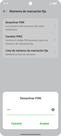 Introduce el código PIN2 y pulsa Aceptar.