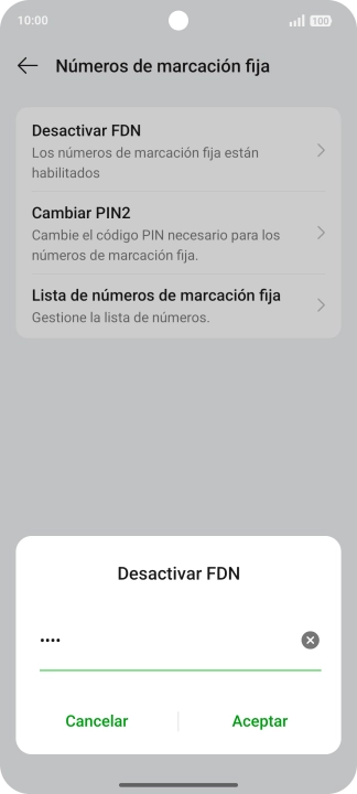 Introduce el código PIN2 y pulsa Aceptar.