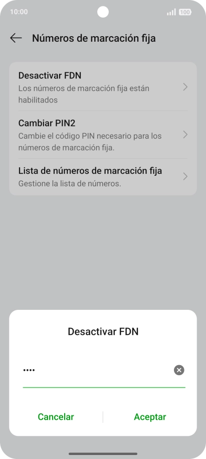 Introduce el código PIN2 y pulsa Aceptar.