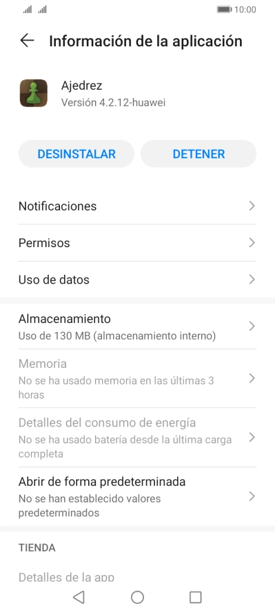 Pulsa Almacenamiento.