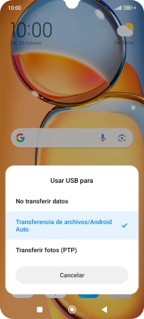Pulsa Transferencia de archivos/Android Auto.