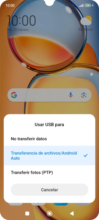 Pulsa Transferencia de archivos/Android Auto.