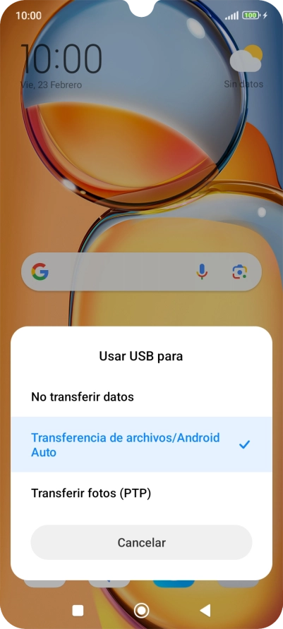 Pulsa Transferencia de archivos/Android Auto.