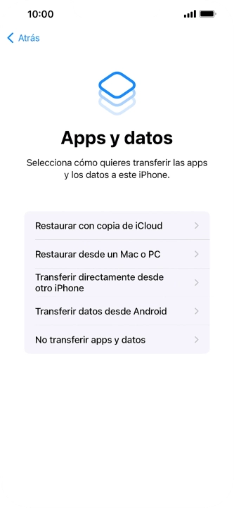 Pulsa No transferir apps y datos y sigue las indicaciones de la pantalla para finalizar la activación del teléfono.
