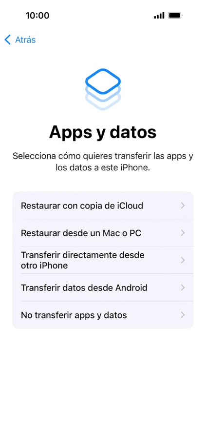 Puedes transferir el contenido de otro teléfono Android cuando el teléfono se activa antes de utilizarlo por primera vez y cuando lo restableces. Cuando aparece esta imagen de pantalla, el teléfono está listo para la transferencia de contenido desde otro teléfono Android.