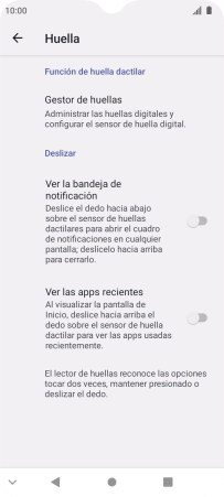 Pulsa Gestor de huellas.