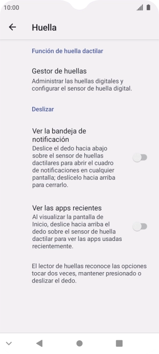 Pulsa Gestor de huellas.
