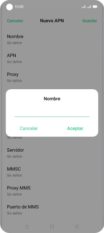 Introduce Vodafone Internet y pulsa Aceptar.