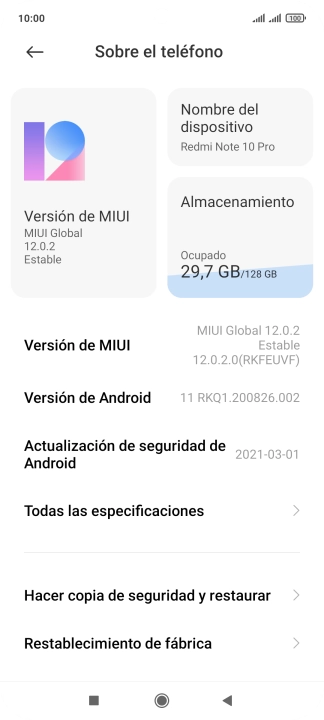 Pulsa Restablecimiento de fábrica.