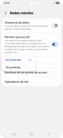 Pulsa el tipo de red deseado.