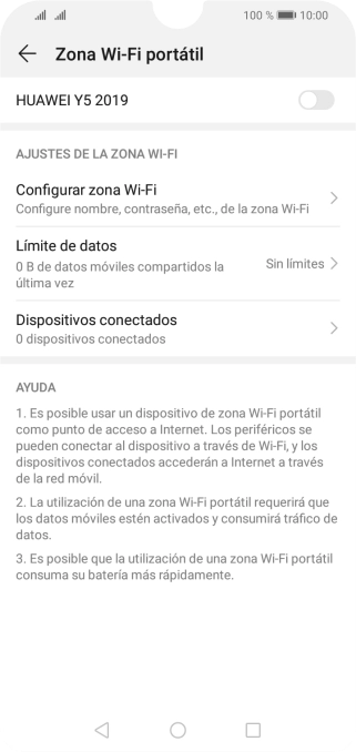 Pulsa Configurar zona Wi-Fi.