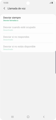 Pulsa el tipo de desvío deseado.