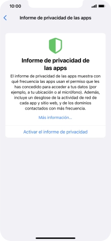 Pulsa Activar el informe de privacidad para activar la función.