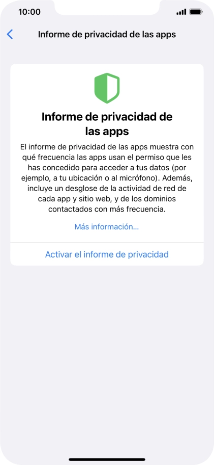 Pulsa Activar el informe de privacidad para activar la función.