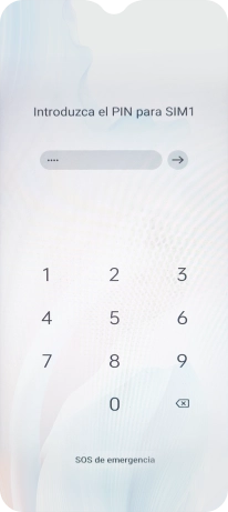 Si tu tarjeta SIM está bloqueada, introduce el código PIN y pulsa la flecha hacia la derecha.