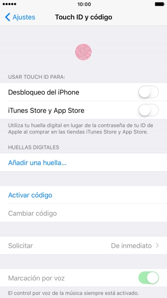 Pulsa Añadir una huella... y sigue las indicaciones de la pantalla para añadir tu huella digital.