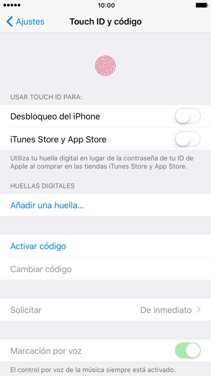 Pulsa Añadir una huella... y sigue las indicaciones de la pantalla para añadir tu huella digital.