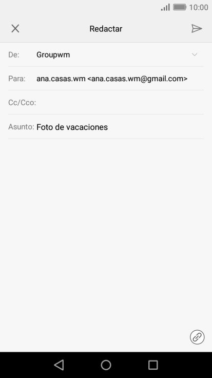 Pulsa en el campo de escritura  y escribe el texto del correo electrónico.