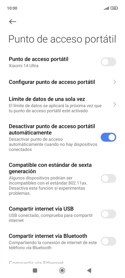 Pulsa Configurar punto de acceso portátil.