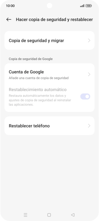 Pulsa Restablecer teléfono.