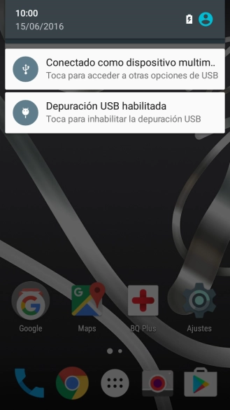 Pulsa el icono de USB.