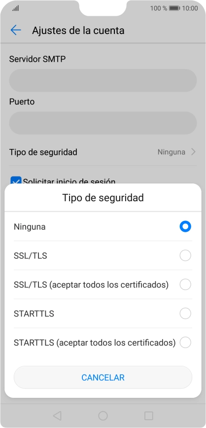 Pulsa Ninguna para desactivar la función.