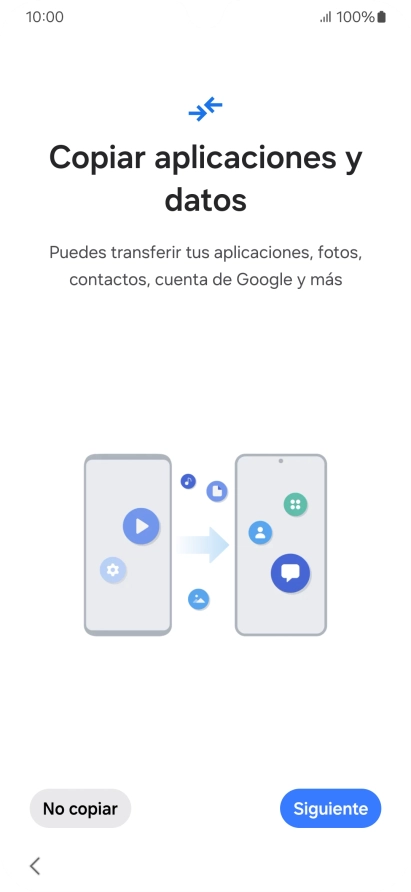 Pulsa No copiar y sigue las indicaciones de la pantalla para finalizar la activación del teléfono.