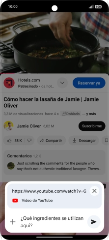 Sigue las indicaciones de la pantalla para escribir o decir en alto la pregunta que quieres hacer del vídeo.