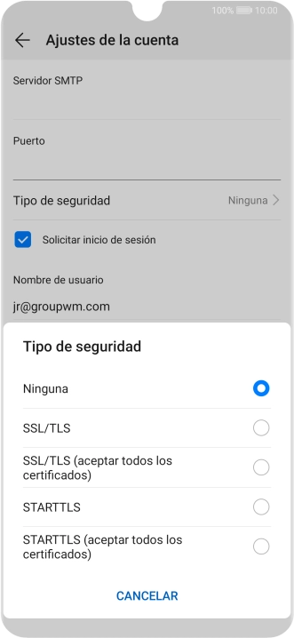 Pulsa Ninguna para desactivar la función.