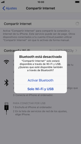 Si la función de wifi está activada, pulsa Solo Wi-Fi y USB.