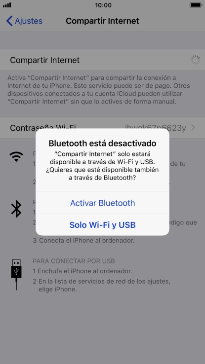 Si la función de wifi está activada, pulsa Solo Wi-Fi y USB.