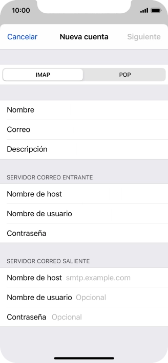 Pulsa Nombre de host e introduce smtp.vodafone.es.