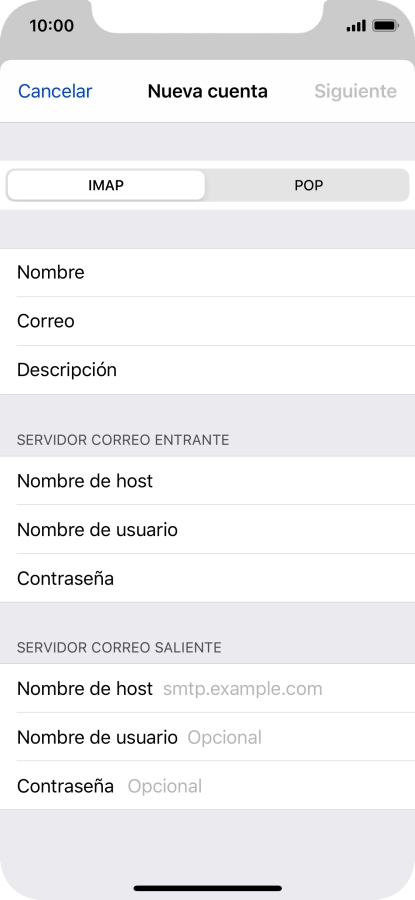 Pulsa Nombre de host e introduce smtp.vodafone.es.