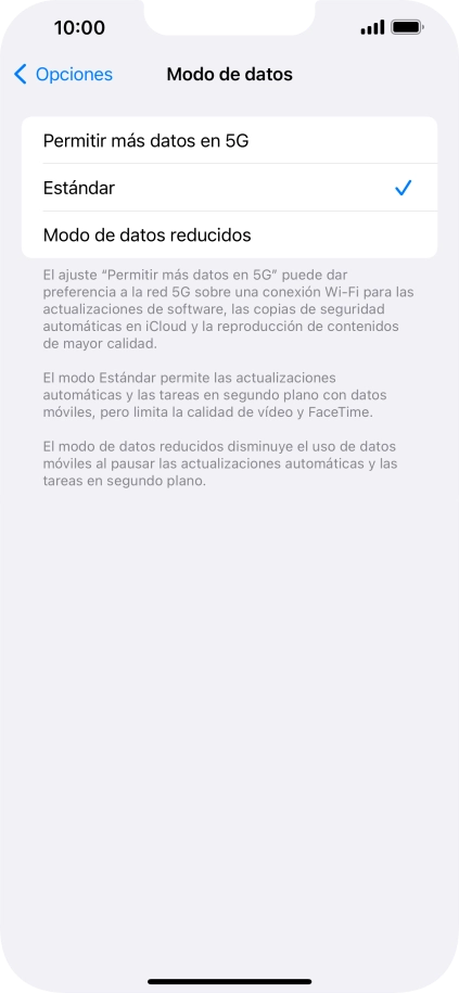 Pulsa el ajuste deseado.