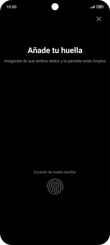 Sigue las indicaciones de la pantalla para crear una huella digital como código de seguridad.