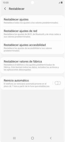 Pulsa Restablecer valores de fábrica.