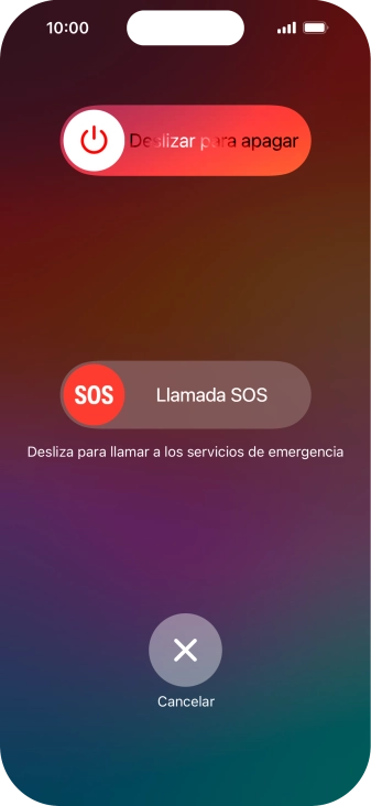 Pulsa el icono de apagar y arrástralo hacia la derecha.