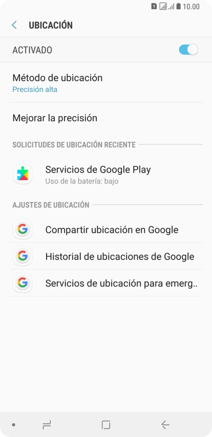 Pulsa Método de ubicación.