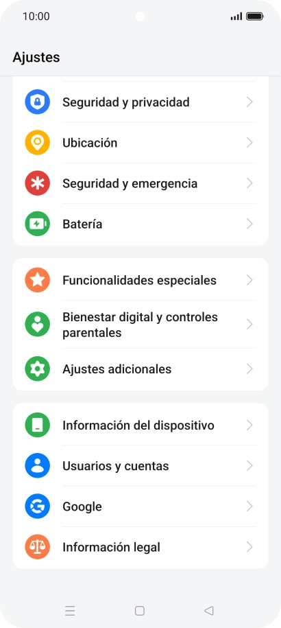 Pulsa Usuarios y cuentas.