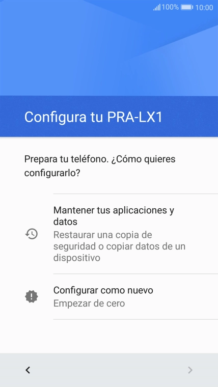 Puedes transferir el contenido de otro teléfono cuando activas tu teléfono por primera vez y cuando lo has restablecido. Cuando aparezca en la pantalla del teléfono esta imagen, ya está listo para la transmisión del contenido del otro teléfono.