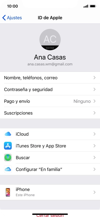 Desliza el dedo hacia arriba desde la parte inferior de la pantalla para terminar y volver a la pantalla de inicio.