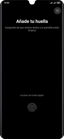 Sigue las indicaciones de la pantalla para crear una huella digital como código de seguridad.