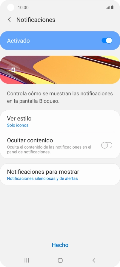 Pulsa los ajustes deseados para activarlos o desactivarlos.