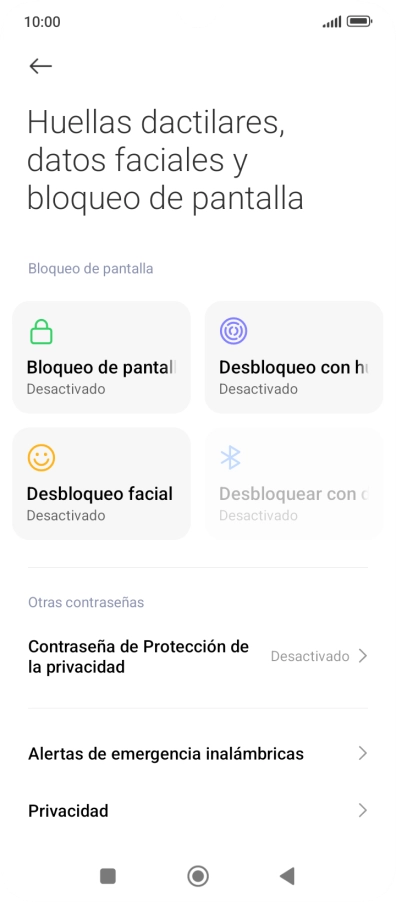 Pulsa Desbloqueo con huella dactilar.